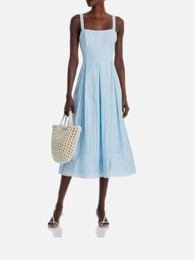 French Connection Light Blue Eyelet Midi Dress